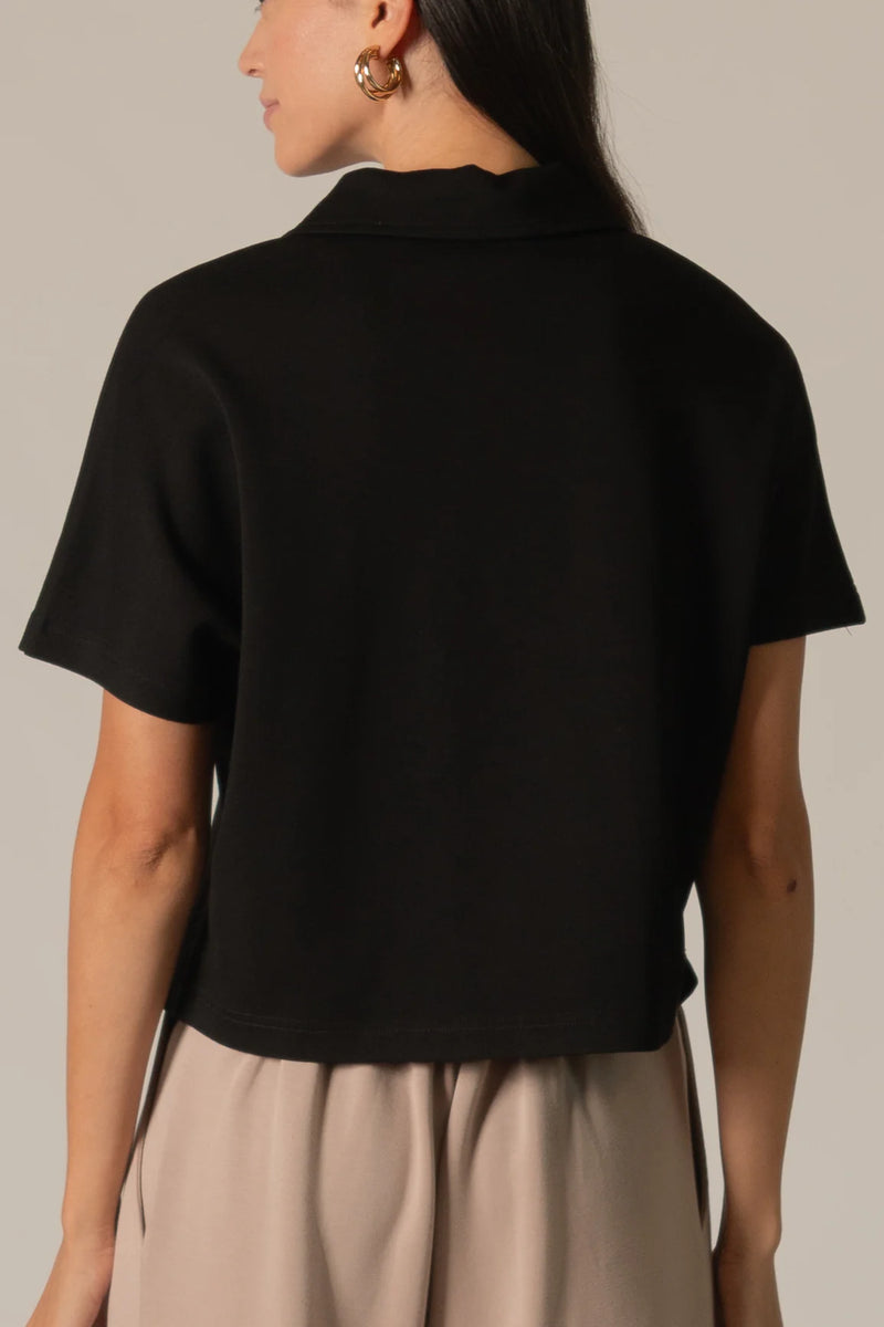 Modal Short Sleeve Quarter Zip Top - Black – The Coral Sash Modal Short Sleeve Quarter Zip Top - Black – The Coral Sash
