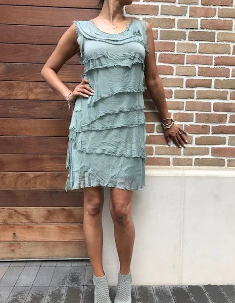 Silkiness Short Dress - Sage