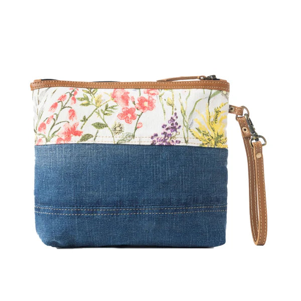 Dahlia Denim Clutch Handbag - Blue