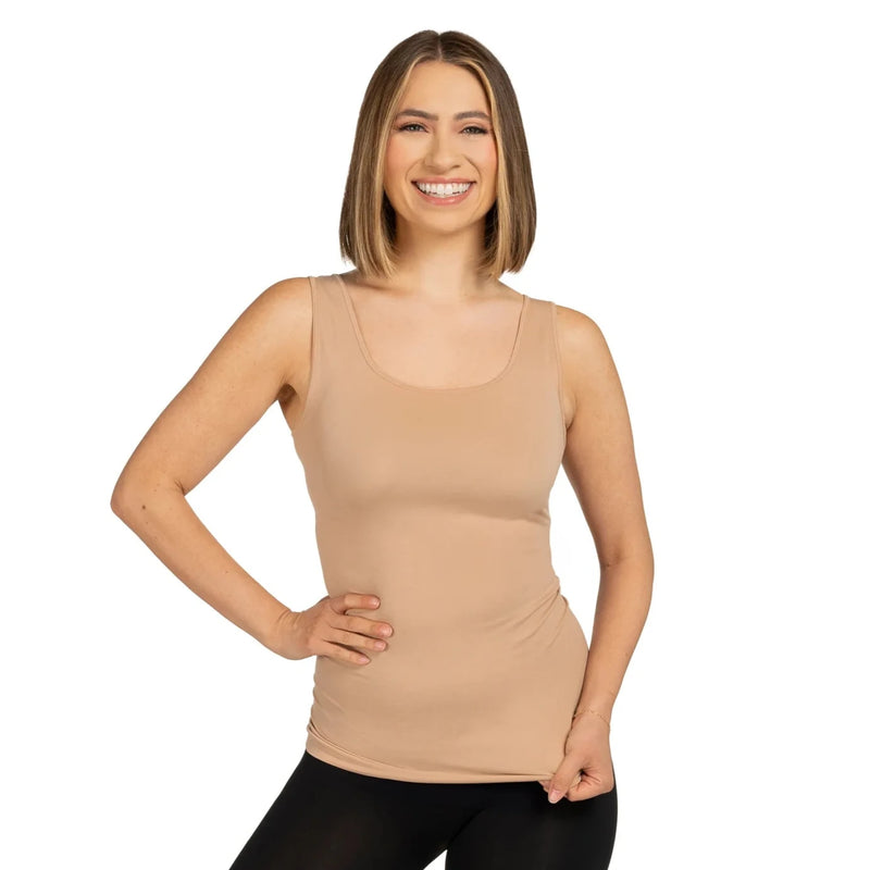 SKNY T Basic Scoop Neck Tank - Salted Caramel