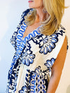 Boho Elegance Midi Dress - Blue/White
