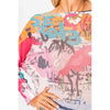 Colorful Graffiti Knit Top - Pink/Multi