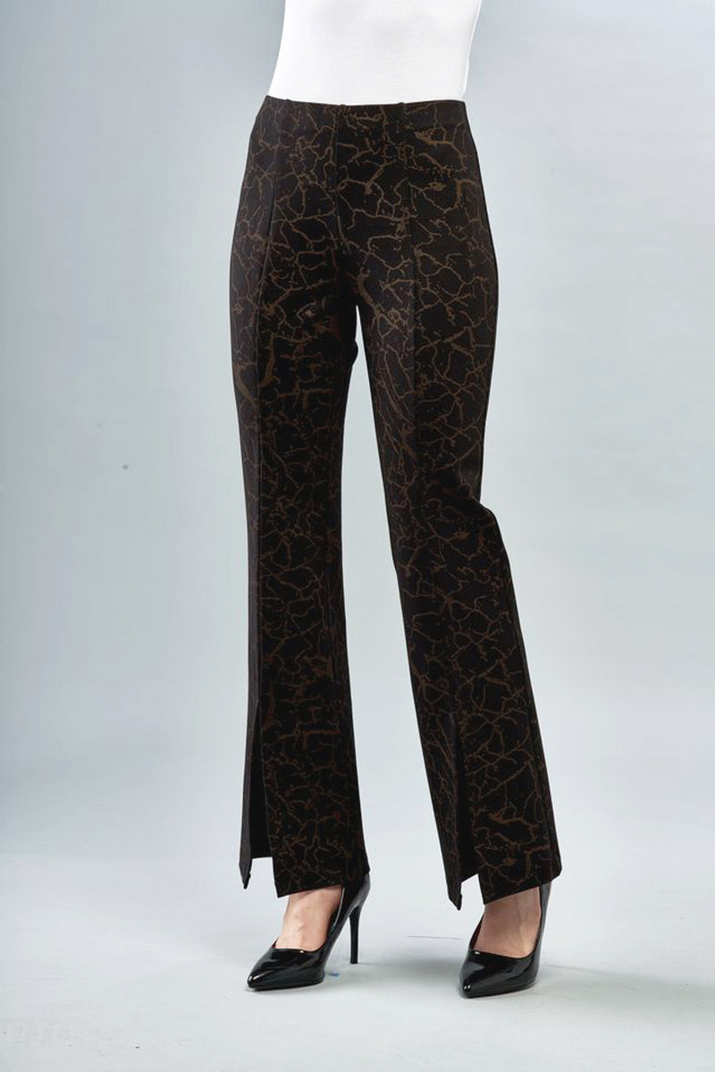 Split Hem Flared Printed Pant - Black