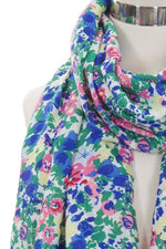 Flower Garden Print Scarf - Blue/Green