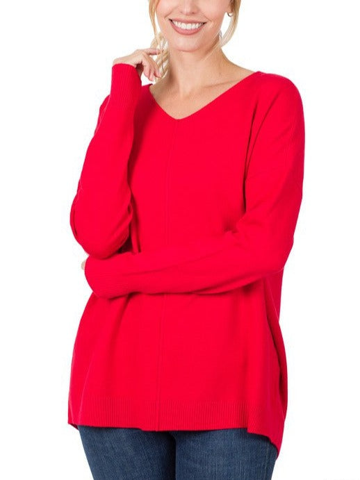 Diana Seamed Sweater - Ruby