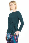 Side Tie Scoop Neck Top - Hunter Green