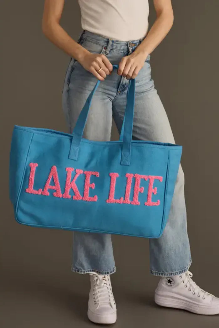 Lake Life Canvas Tote - Sky Blue