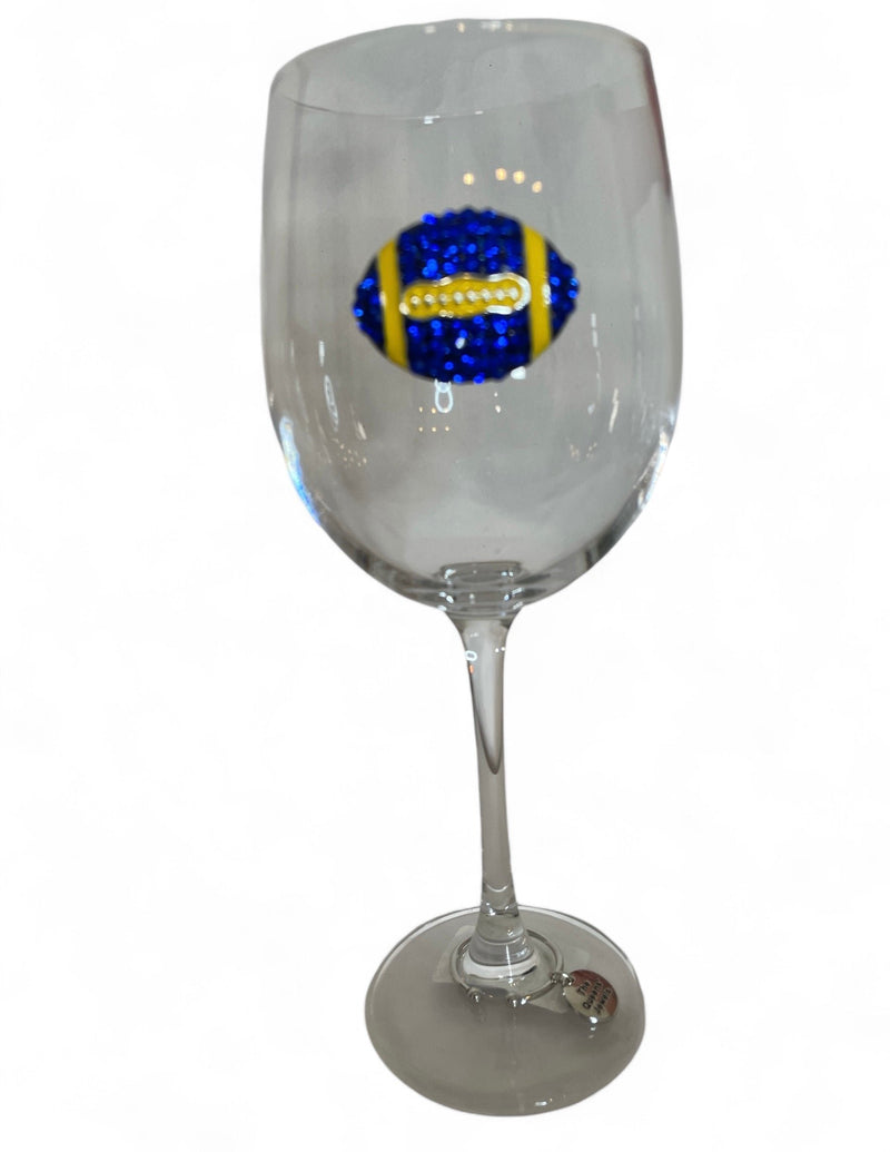 QJ Stemmed Wine Glass - Maize/Blue Football