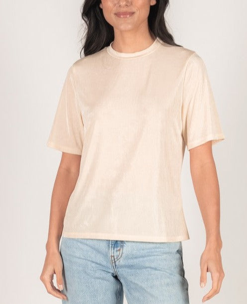 Mock Neck Short Sleeve Top - Ivory