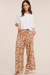 Leaf Print Palazzo Pant - Mocha