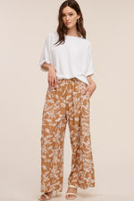 Leaf Print Palazzo Pant - Mocha