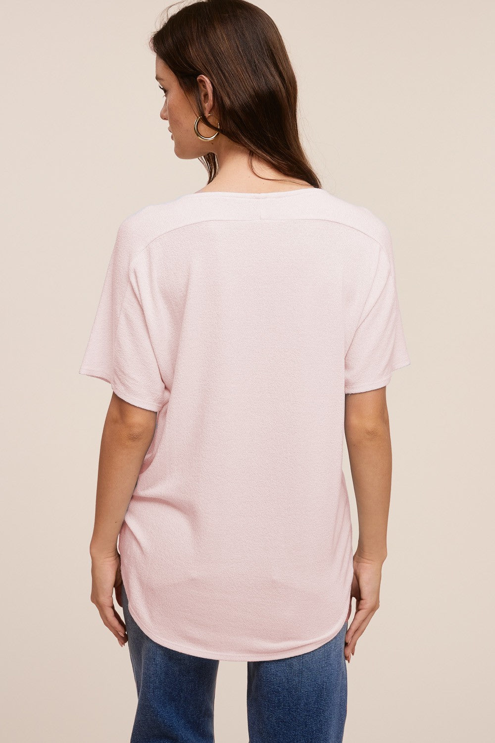 Short Sleeve Crepe Hacci Top - Blush