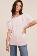 Short Sleeve Crepe Hacci Top - Blush