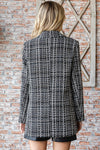 One Button Tweed Blazer - Black