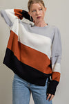 Wide Stripe Knit Sweater - Rust