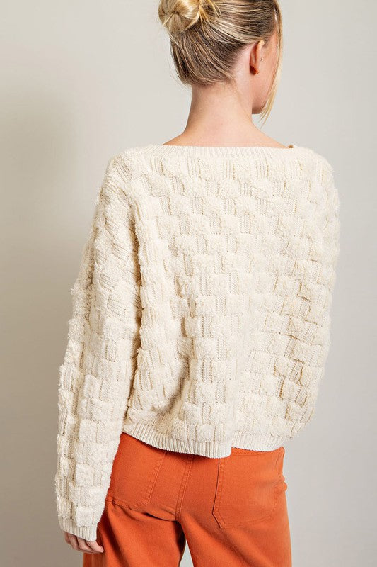 Textured Knit Sweater - Oatmeal