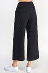 Quilted Textured Wide Leg Pants - Black