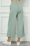 Wide Leg Cropped Pants - Sage