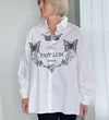 Papillion Paris Button-Down Top - White