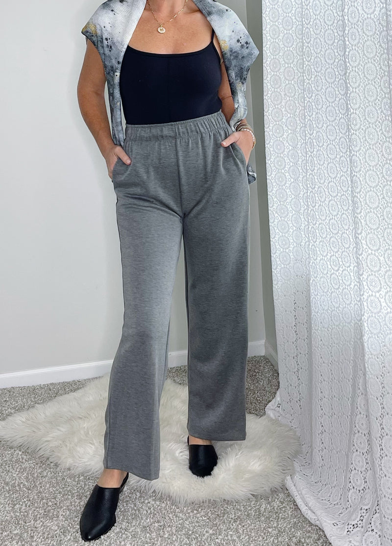 Modal Elastic Waist Pants - Charcoal