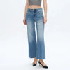 High Rise Wide Leg Raw Hem Jean - Med. Blue