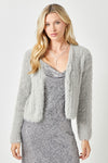 Fuzzy Open Cardigan - Light Grey