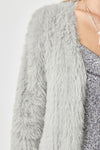 Fuzzy Open Cardigan - Light Grey