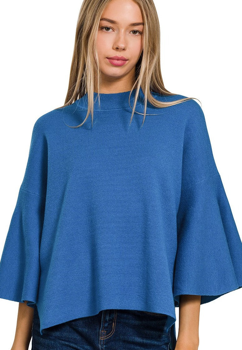 Angel Sleeve Sweater - Classic Blue