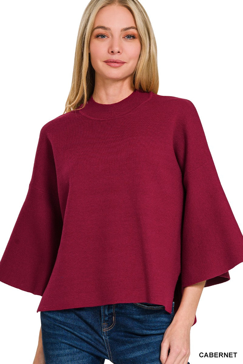 Angel Sleeve Sweater - Cabernet