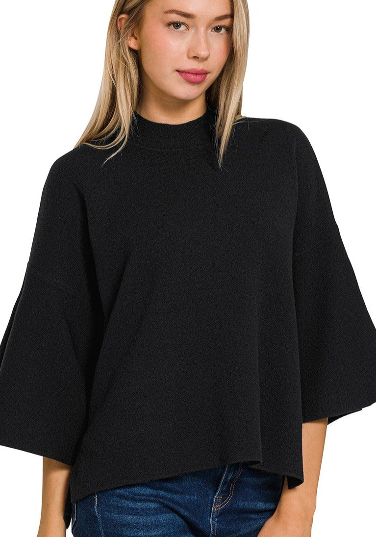 Angel Sleeve Sweater - Black