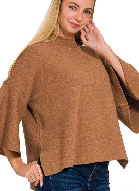 Angel Sleeve Sweater - Dk Camel