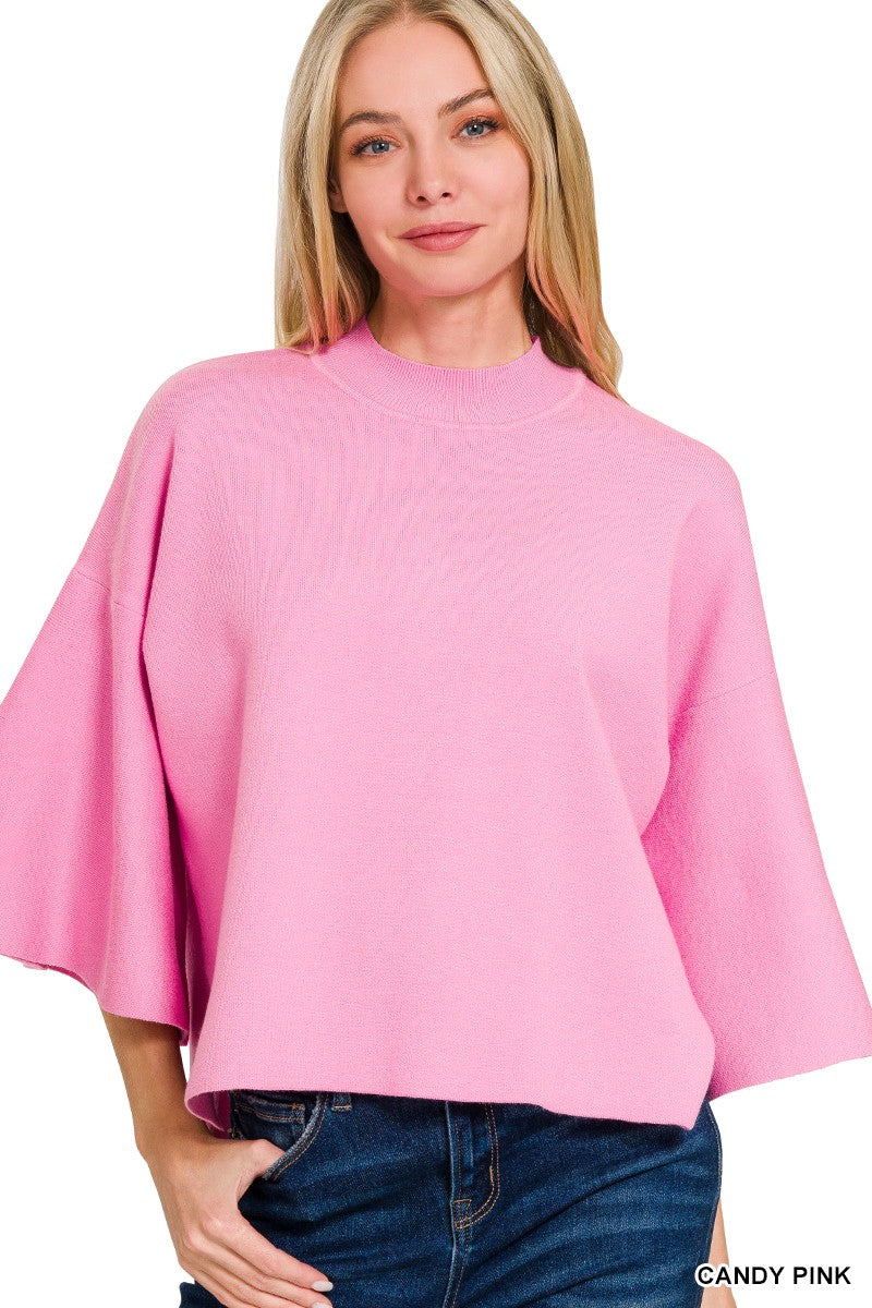 Angel Sleeve Sweater - Candy Pink