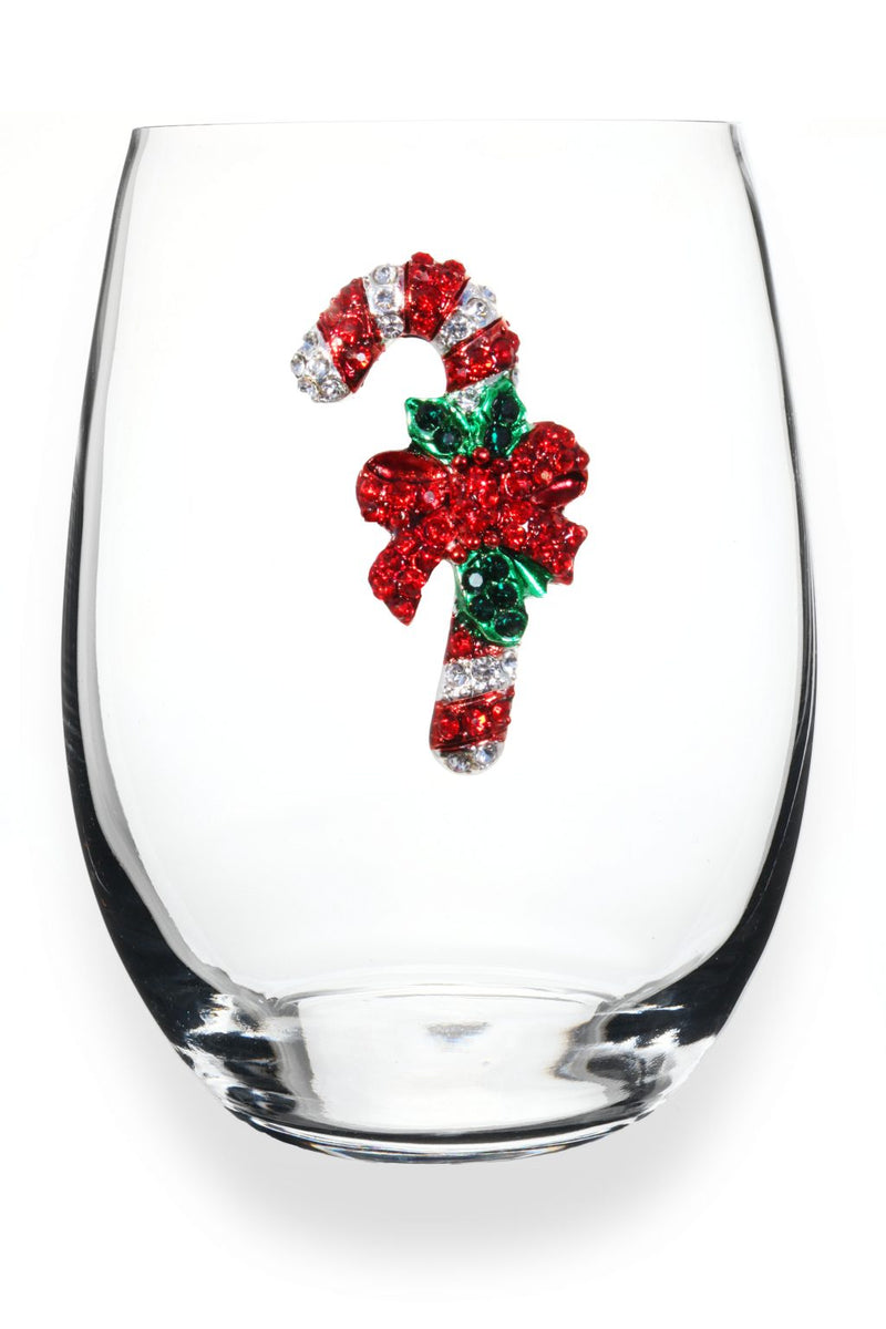 QJ Stemless Wine Glass - Candy Cane