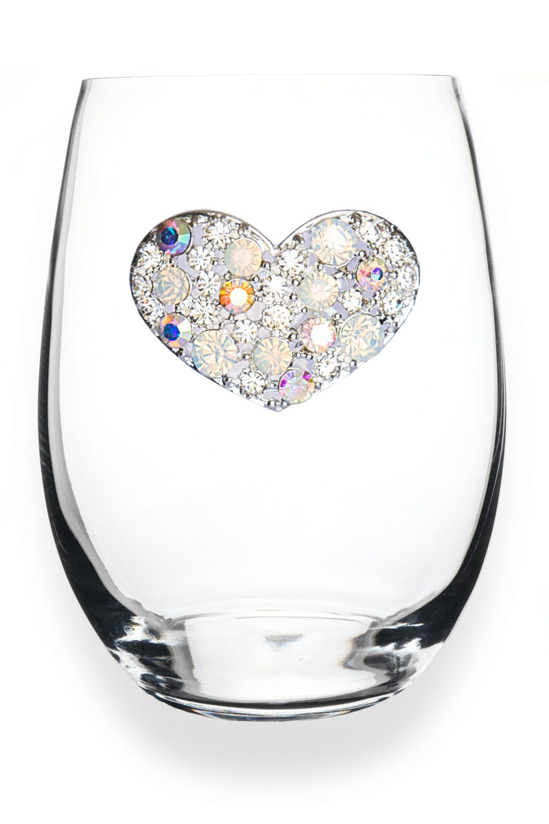 QJ Stemless Wine Glass - Clear Heart