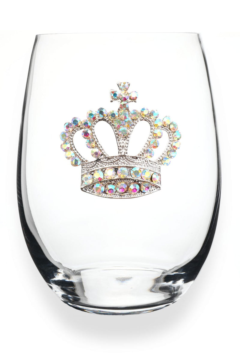 QJ Stemless Wine Glass - Aurora Borealis Crown