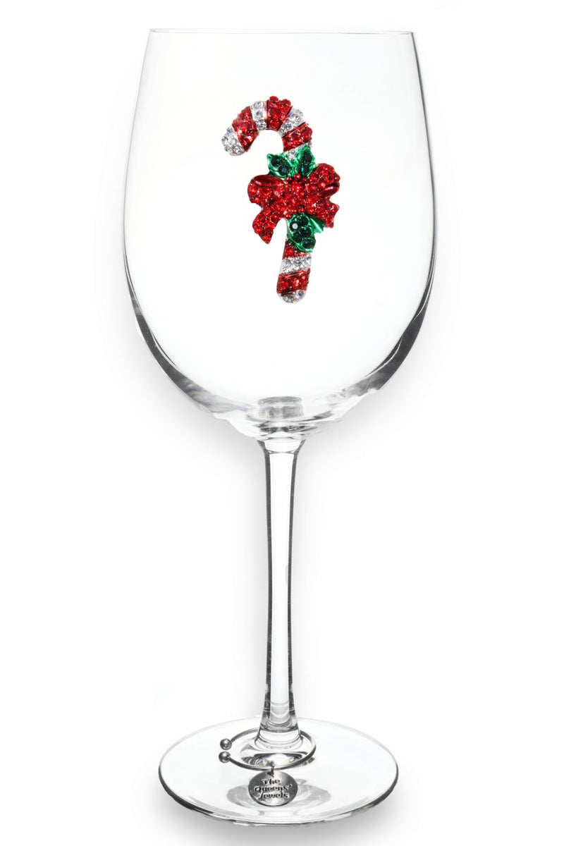 QJ Stemmed Wine Glass - Candy Cane