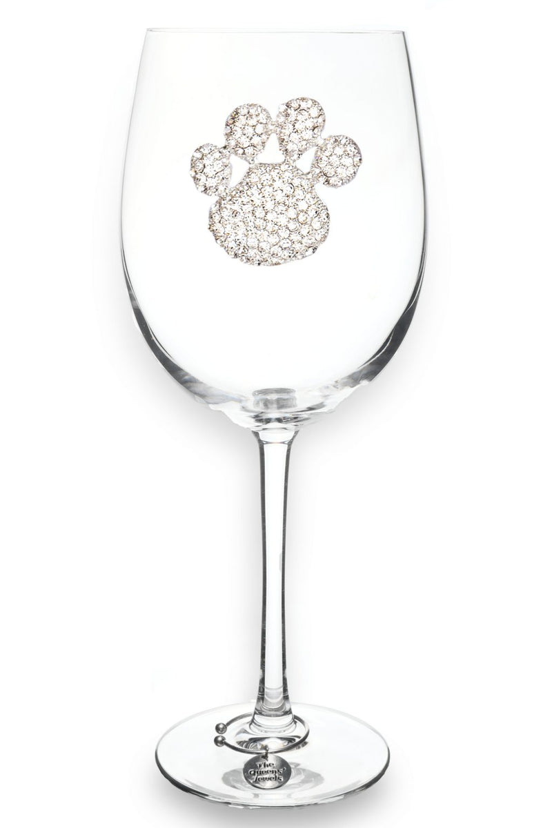 QJ Stemmed Wine Glass - Paw Print