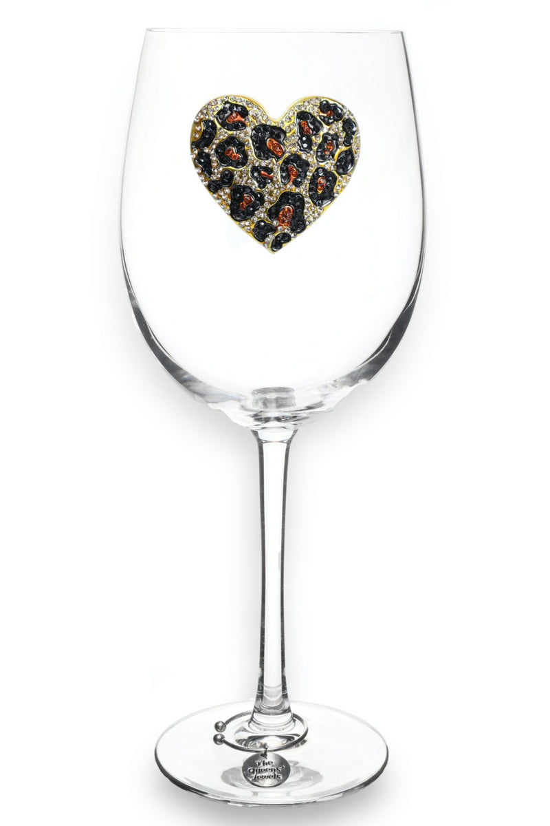 QJ Stemmed Wine Glass - Leopard Heart