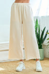 Raw Edge Hem Elastic Waist Pant - Ivory