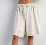 Mineral Washed Inside-Out Detail Shorts - Ecru