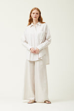 Striped Wide Leg Pant - Natural