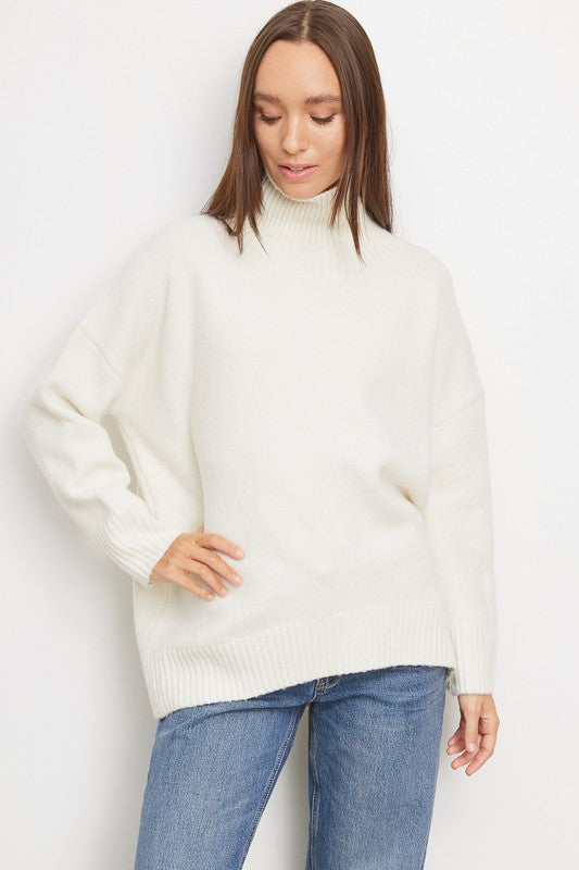 Dolman Sleeve Turtleneck Sweater - Ivory