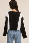 Ribbed Knit Two-Toned Top - Black/White