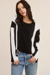 Ribbed Knit Two-Toned Top - Black/White