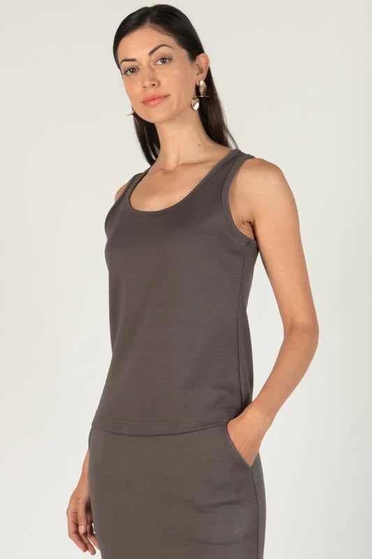 Modal Scoop Neck Tank - Charcoal