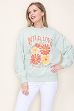 Wild Love Flower Sweatshirt - Mint