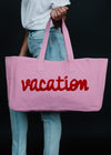 Canvas "Vacation" Tote - Pink