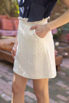 Elastic Waist Textured Skirt - Cream