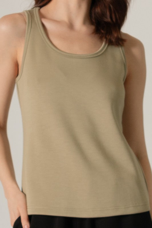 Modal Scoop Neck Tank - Taupe