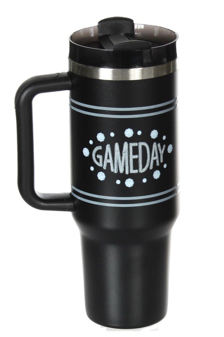 40 oz. Handle Game Day Tumbler - Black/Silver